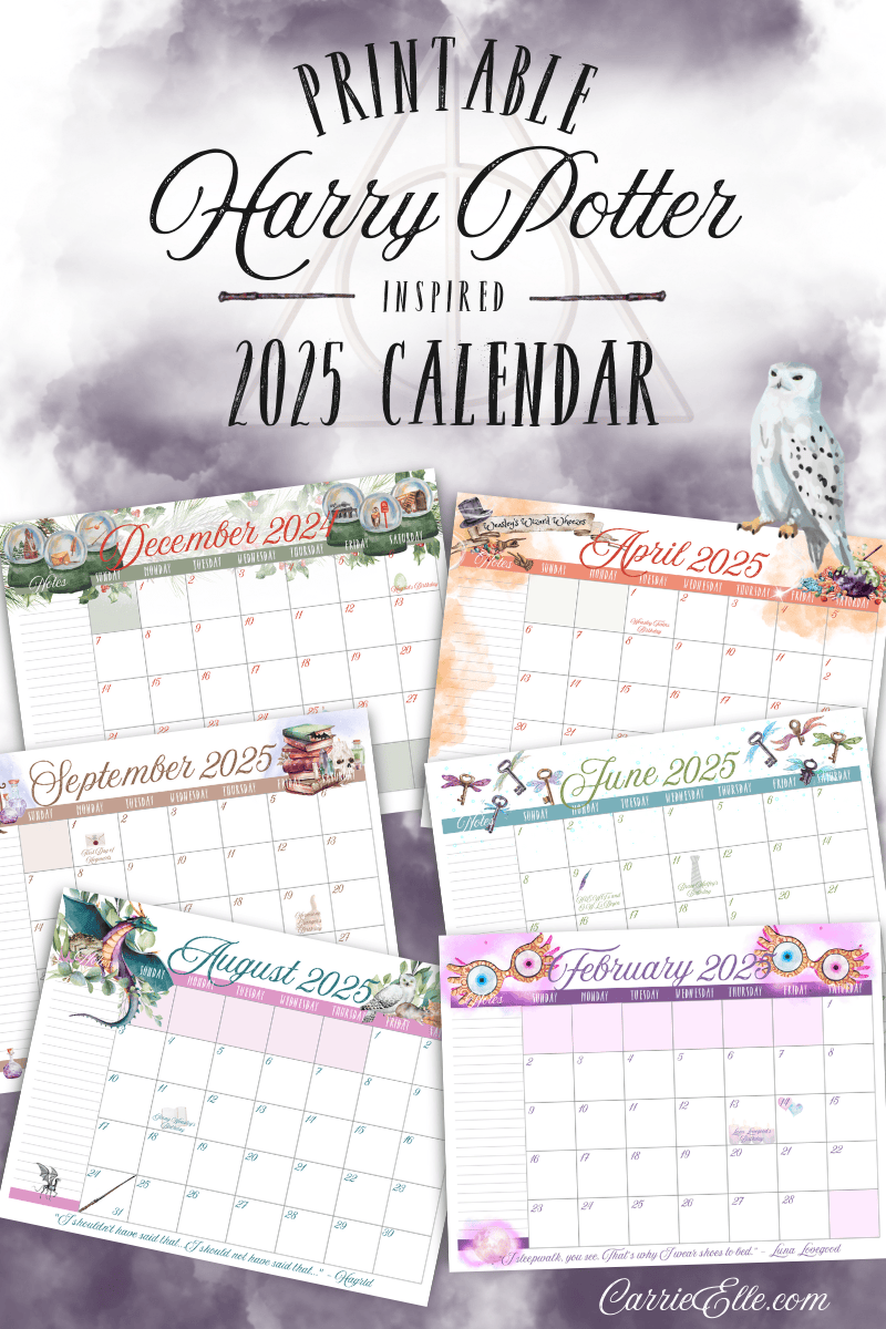 Plan Like A Wizard 2025 Printable Harry Potter Inspired Calendar Download Carrie Elle