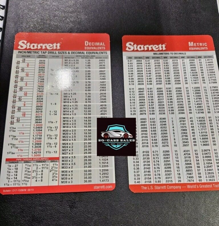 Pocket Starrett Metric And Decimal Equivalents Chart Machinist F1 E6 EBay