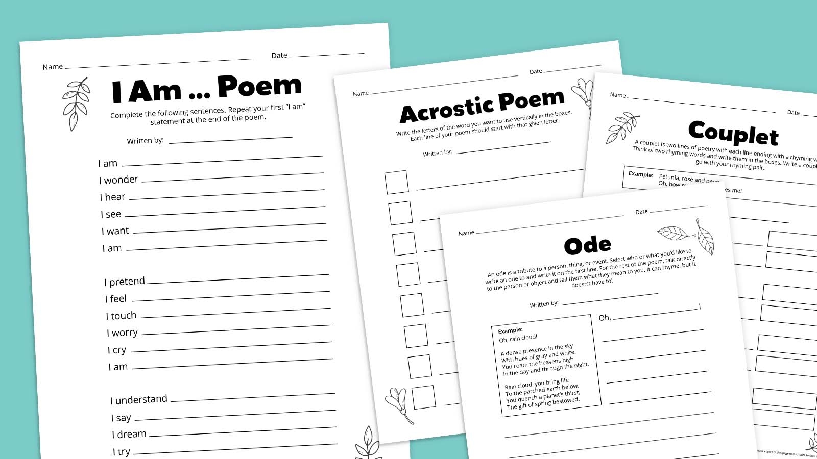 Poetry Worksheets Get Our Free Bundle With 8 Templates