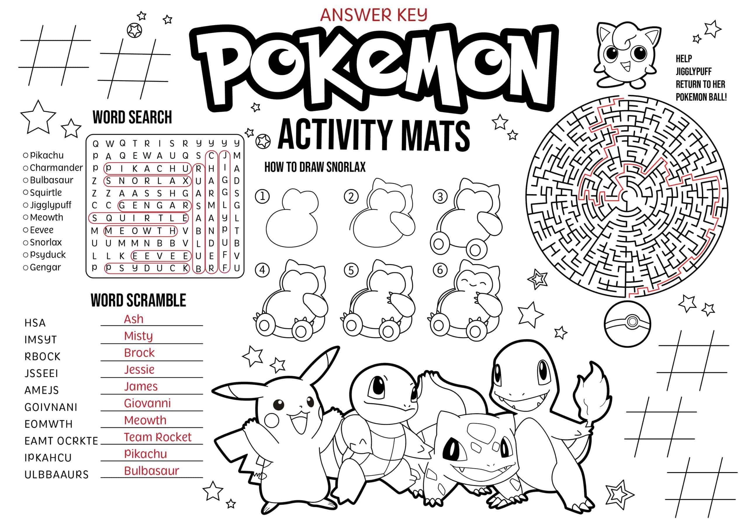 Pokemon Activity Mats Printable Love Peace Motherhood