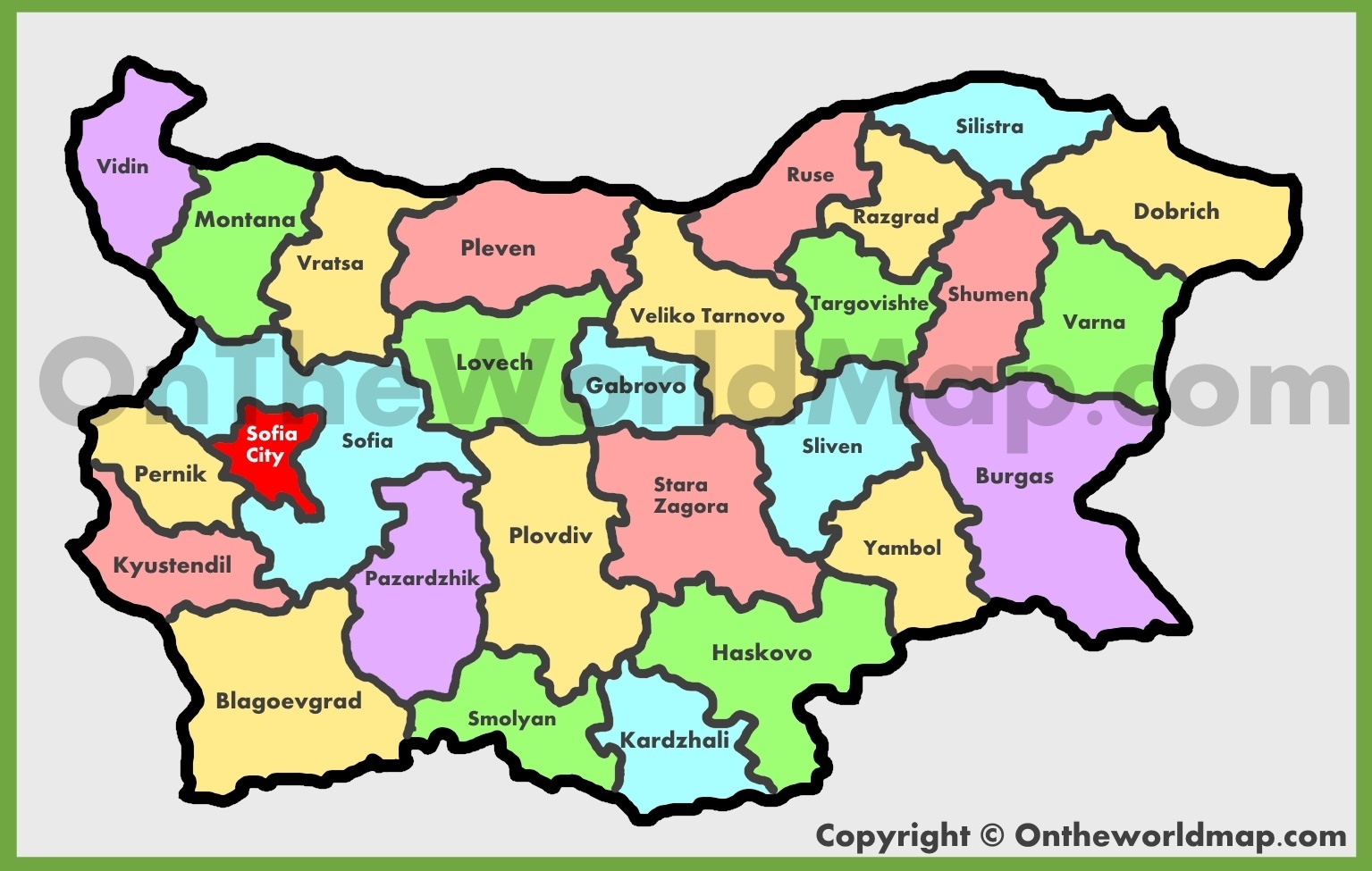 Printable Map Of Bulgaria