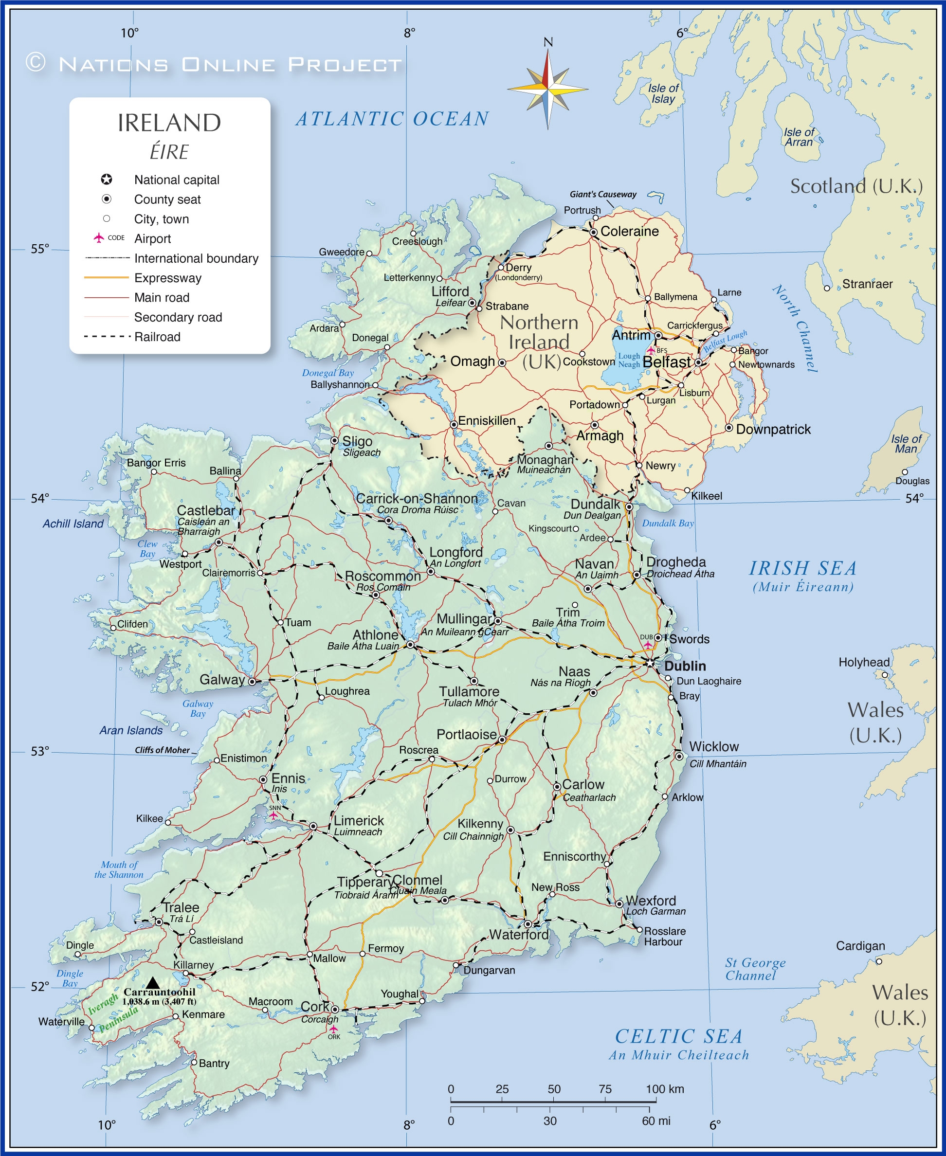 Printable Map Of Southern Ireland