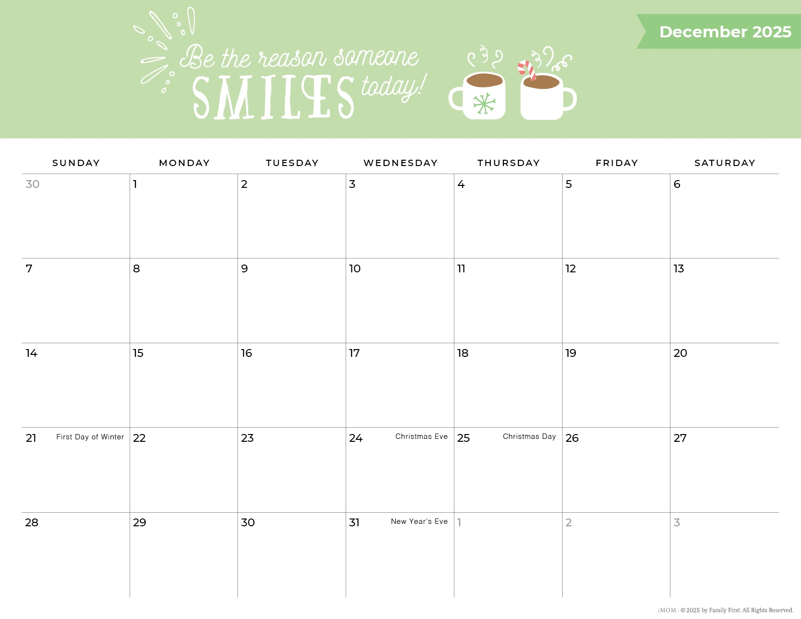 Imom Free Printable Calendar