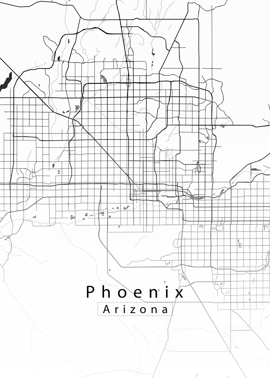 Poster Phoenix Arizona City Map White Wall Art 3 1 FREE Europosters