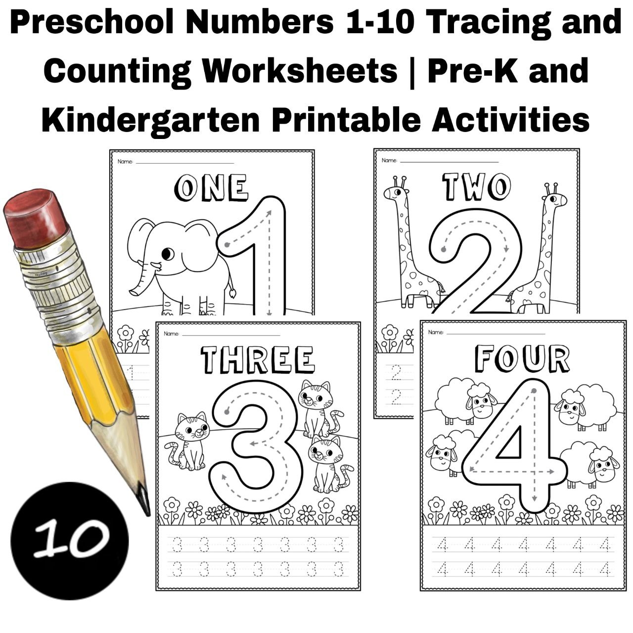 Preschool Numbers 1 10 Tracing And Counting Worksheets Pre K And 