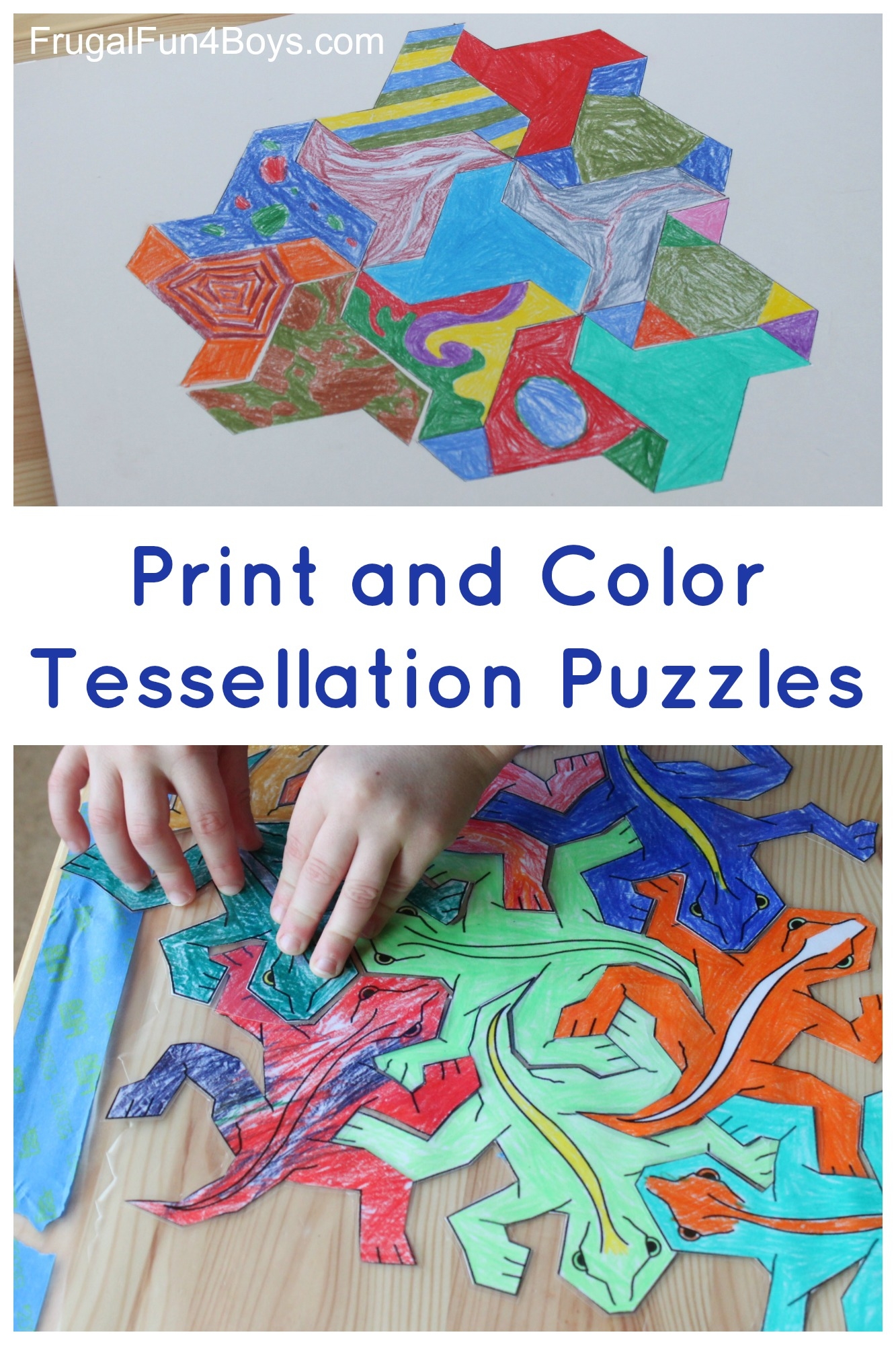 Print And Color Tessellation Puzzles For Kids Frugal Fun For 