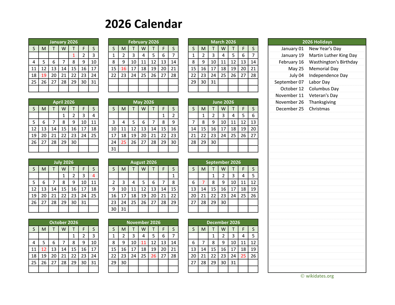 Printable Calendar 2026-26