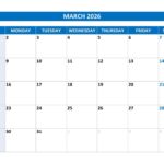 Printable 2026 Monthly Calendar Calendar best