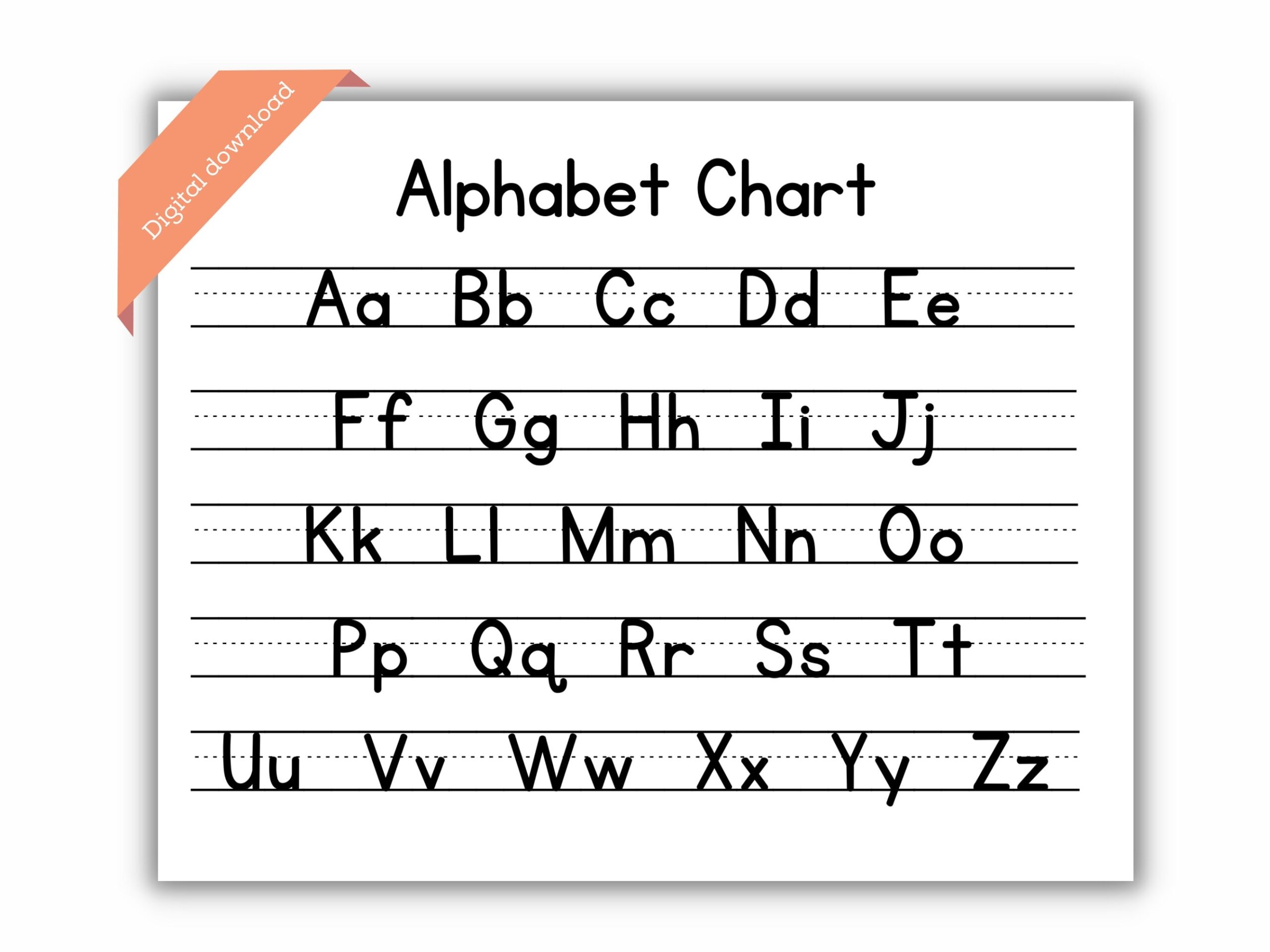 Printable ABC Chart Alphabet Chart Handwriting Chart Homeschool 