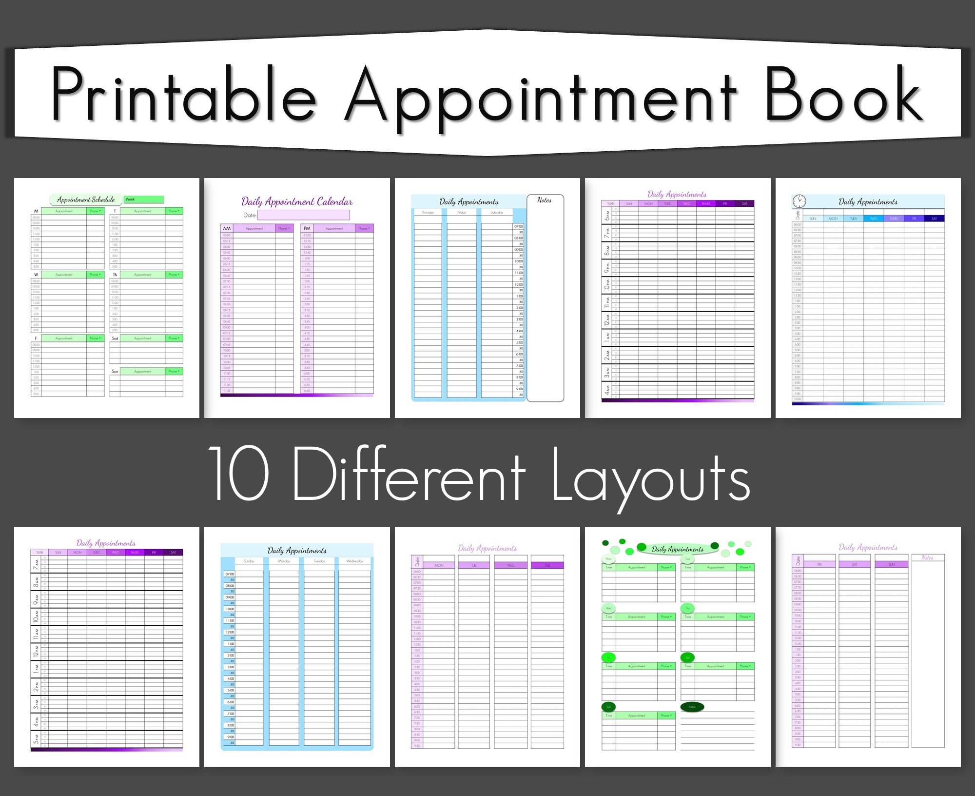 Printable Appointment Book Weekly Appointment Planner Daily Schedule Printable Appointment Pages Business Printables Business Gift Etsy