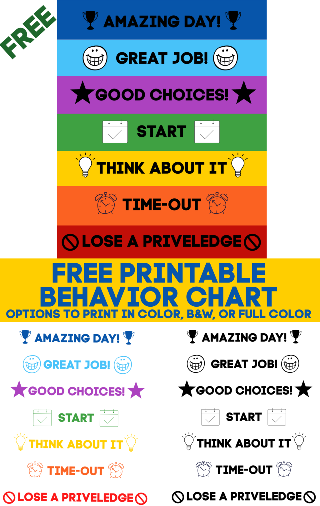 Classroom Behavior Chart Printable Free