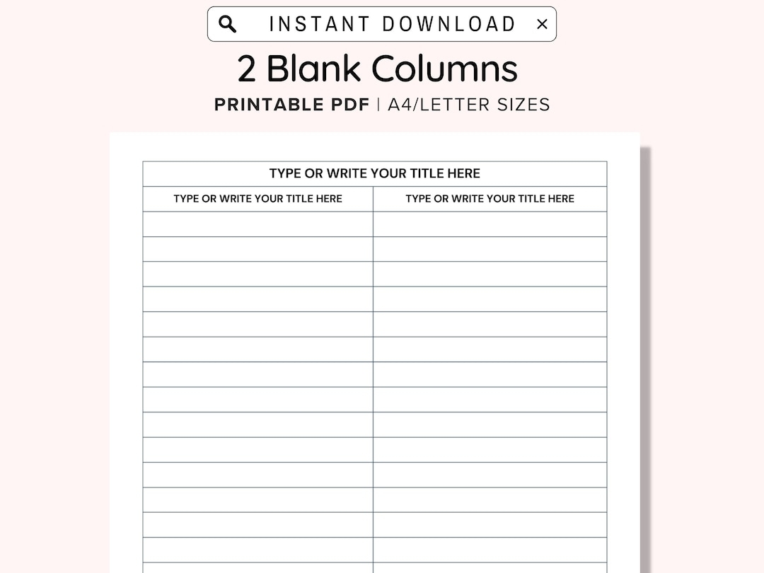 Printable Blank Column Sheet