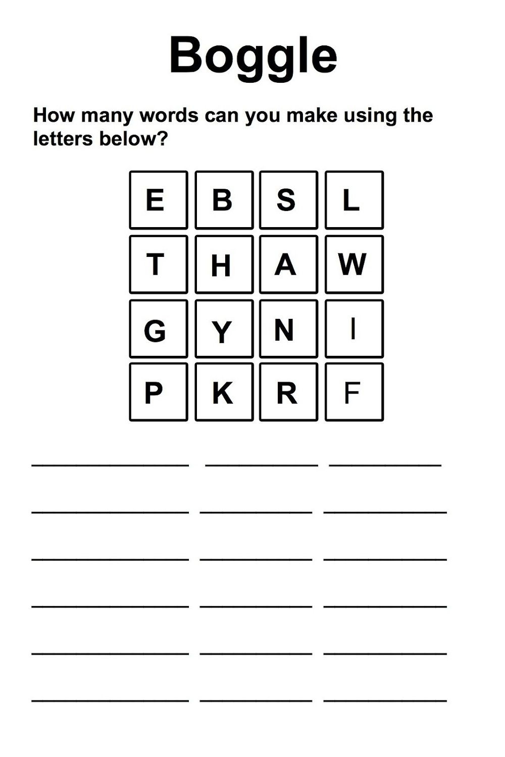 Printable Boggle Word Game Worsheets LibraryWorksheets Worksheets Library