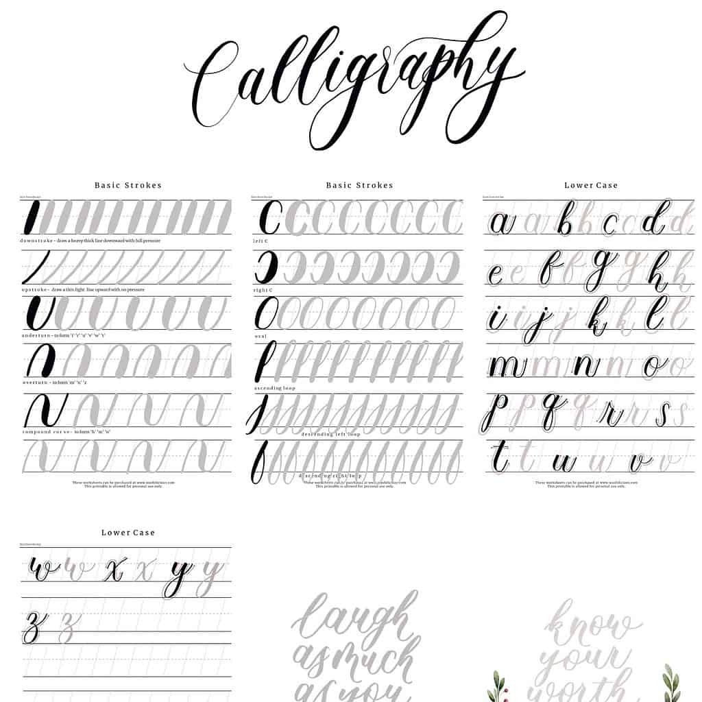 Printable Brush Lettering Alphabet Practice Sheets Free Basic Brush Pen Calligraphy Worksheet The Postman s Knock
