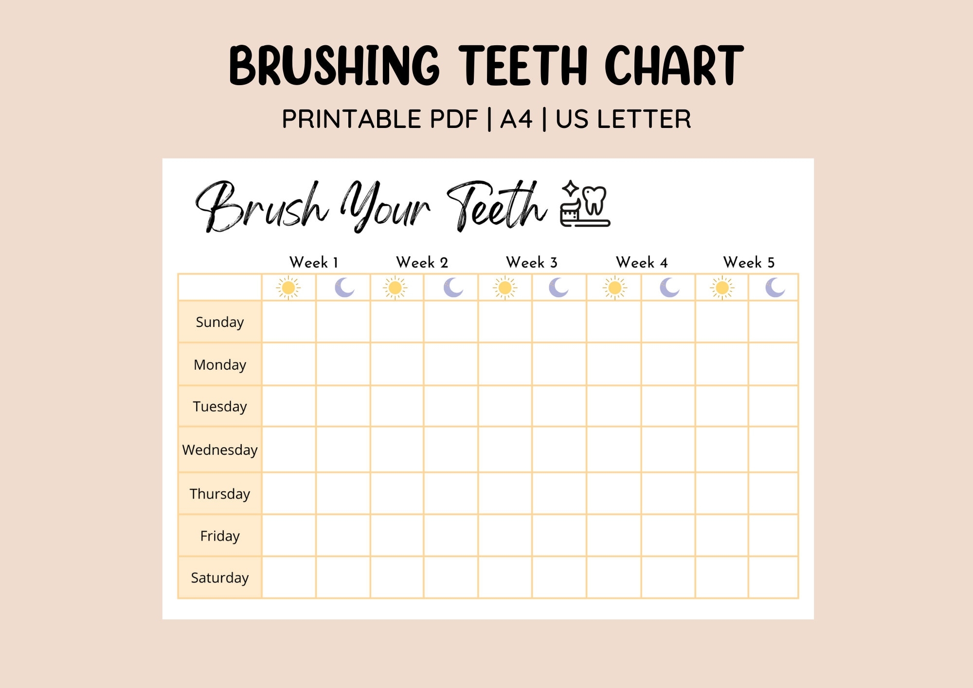 Printable Brushing Teeth Chart Toddler Brushing Kids Routine 