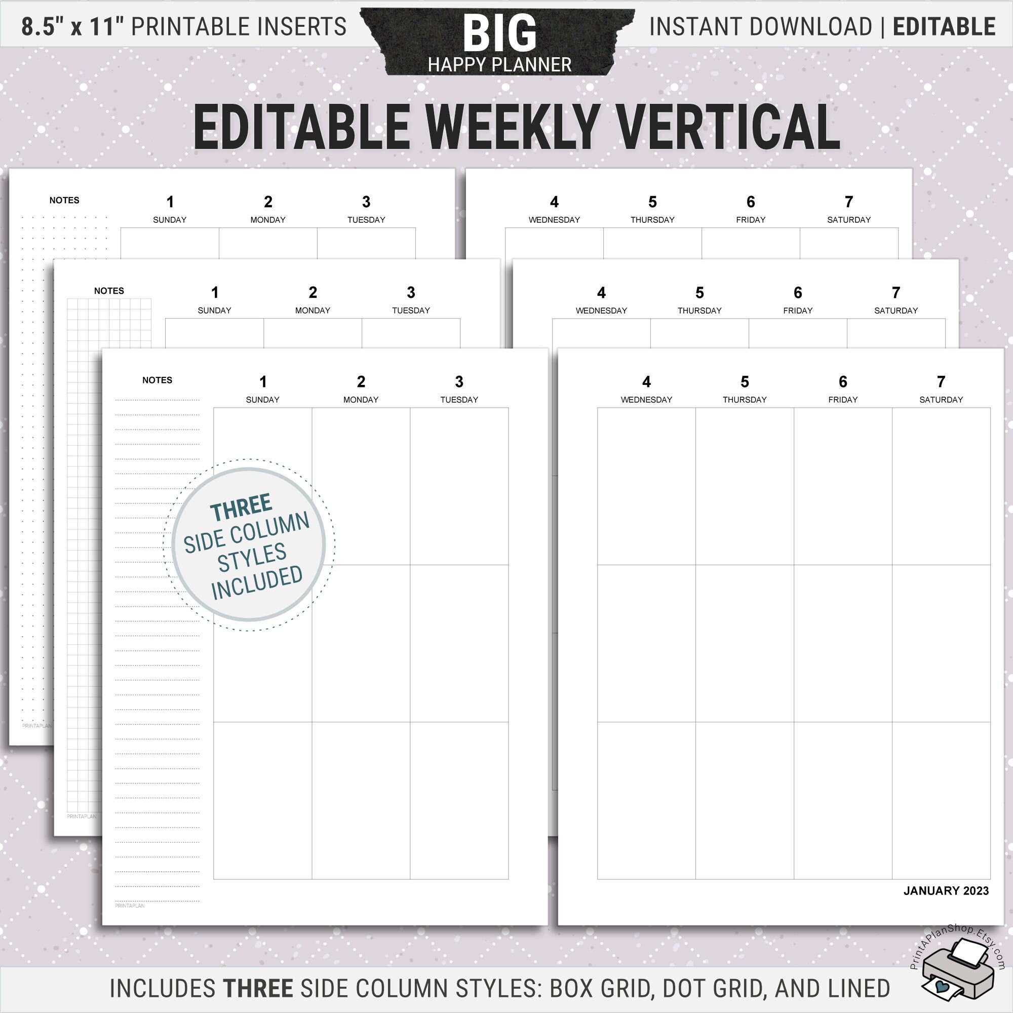 Printable Calendar With Big Boxes Etsy Printable Calendar With Big Boxes Etsy