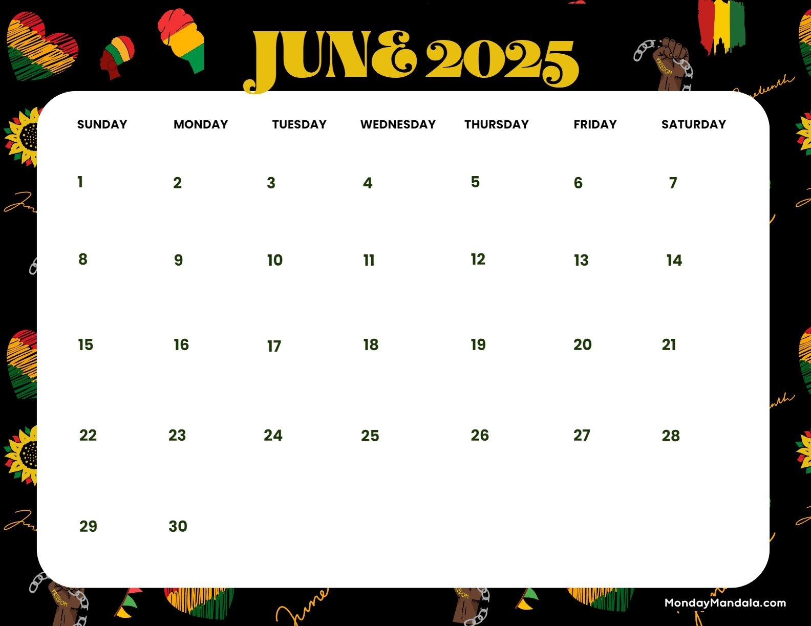 June Free Printable Calendar