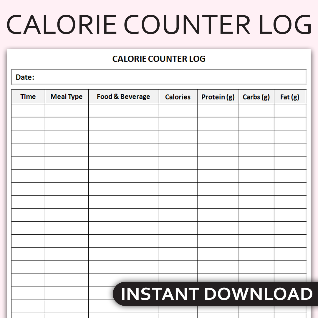 Free Printable Calorie Counter Sheet