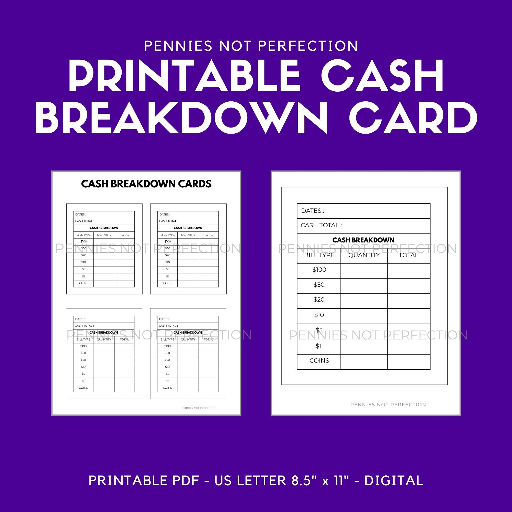Printable Cash Breakdown Card Cash Breakdown Count Sheet Printable PDF Etsy UK