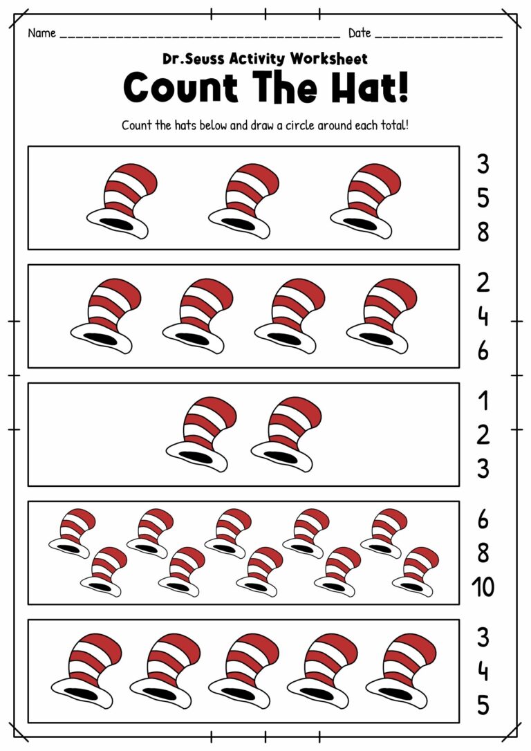 Printable Cat In The Hat Crafts For Preschool Seuss Worksheets For Preschool Made By Teachers