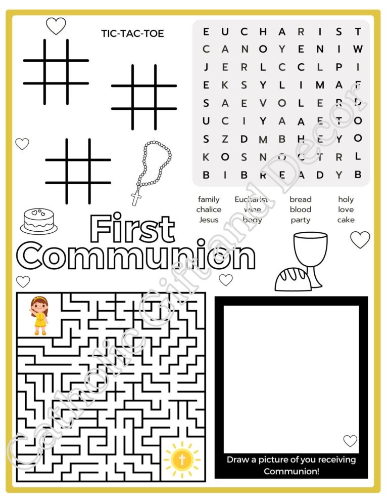 Printable Catholic First Communion Activity Page 1st Communion Worksheet 1st Holy Communion First Holy Communion Instant Download Etsy