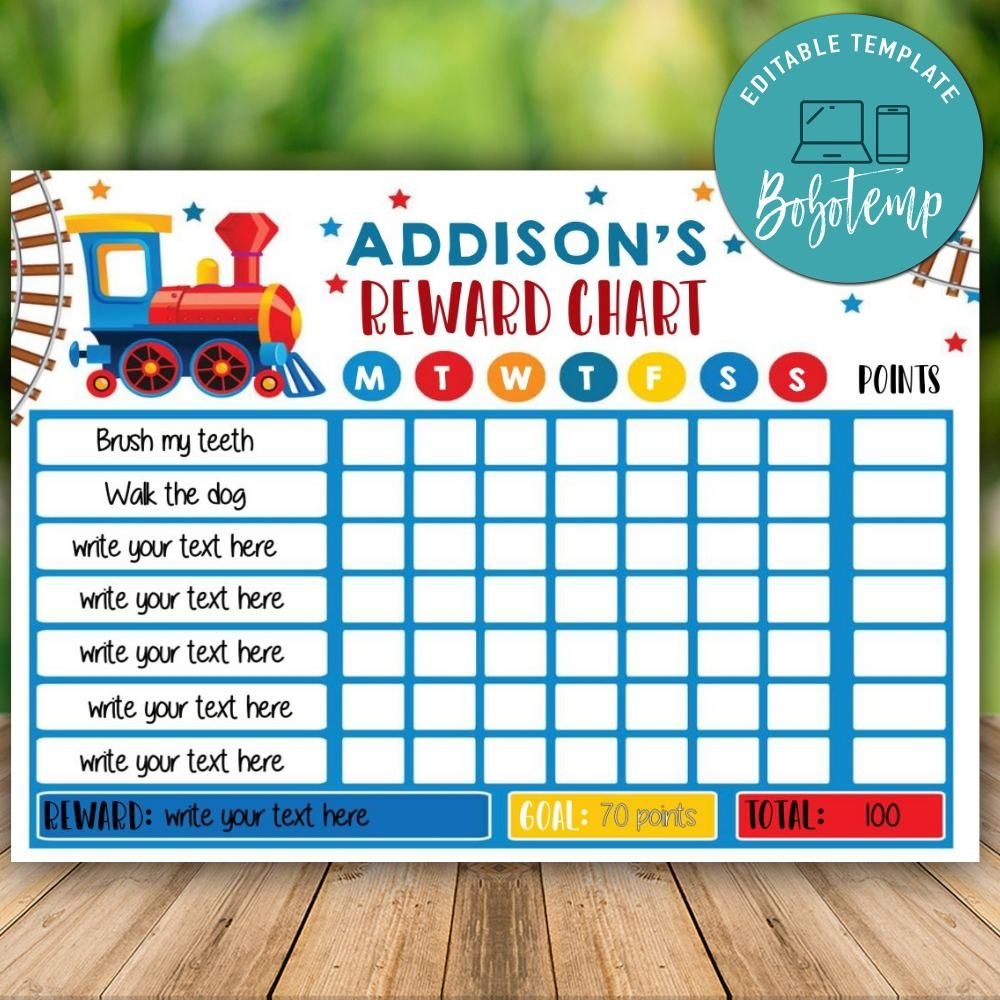 Printable Choo Choo Train Kids Routine Chart Instant Download Bobotemp