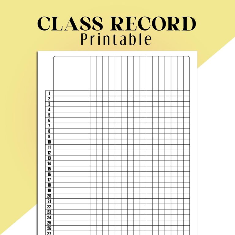 Printable Class Record Class Record And Checklist Class Gradebook Class Attendance Printable Attendance Template Student Grade Tracker Etsy