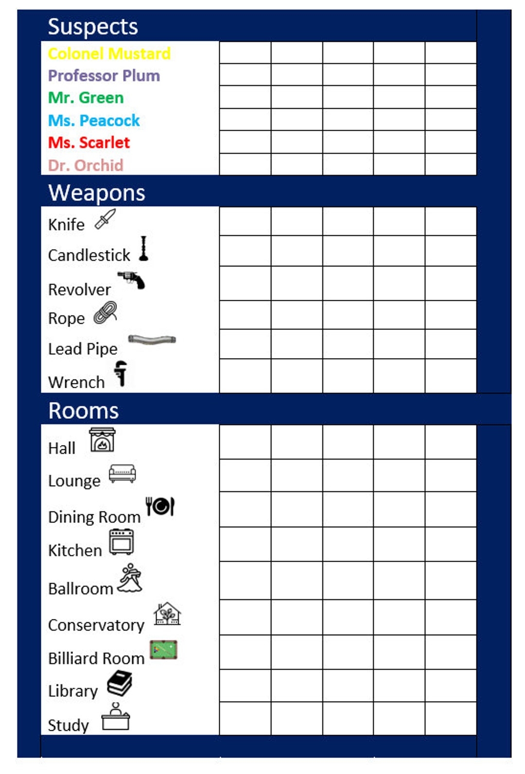 Free Printable Clue Sheets Printable