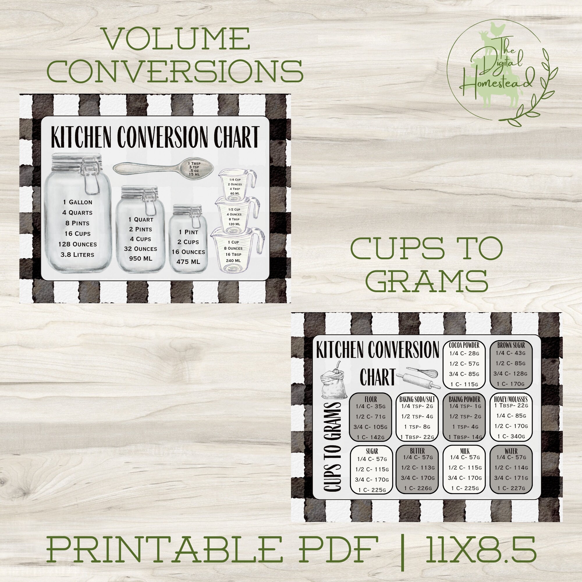 Printable Conversion Chart Cups To Grams Conversion Chart Printable Kitchen Measurements Chart Weight Measurements Conversion PDF Etsy