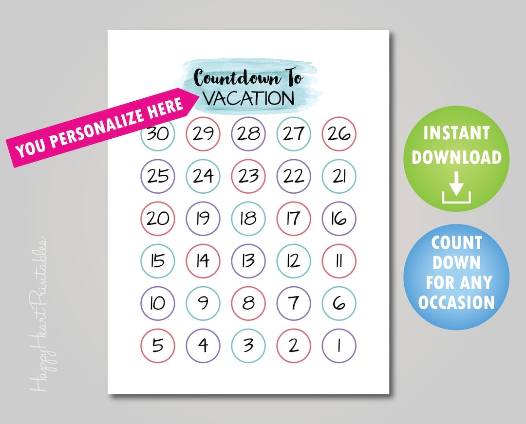 Printable Countdown For Any Occasion Personalize Editable PDF Etsy Sweden