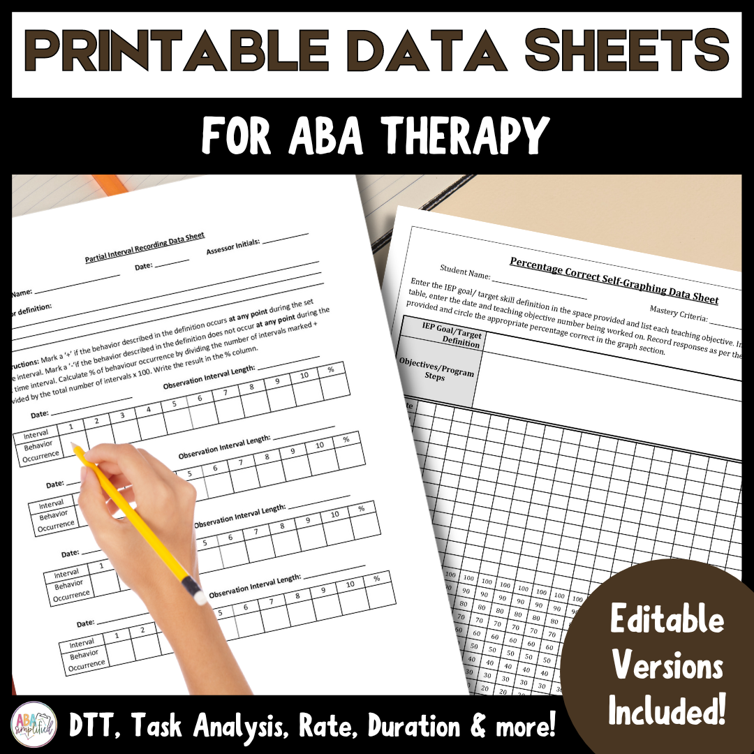 Printable Partial Interval Recording Data Sheet