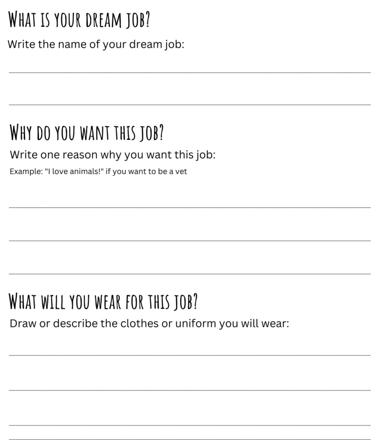 Printable Dream Job Worksheet Kindergarten Dream Job Worksheet For Students Teaching Resources