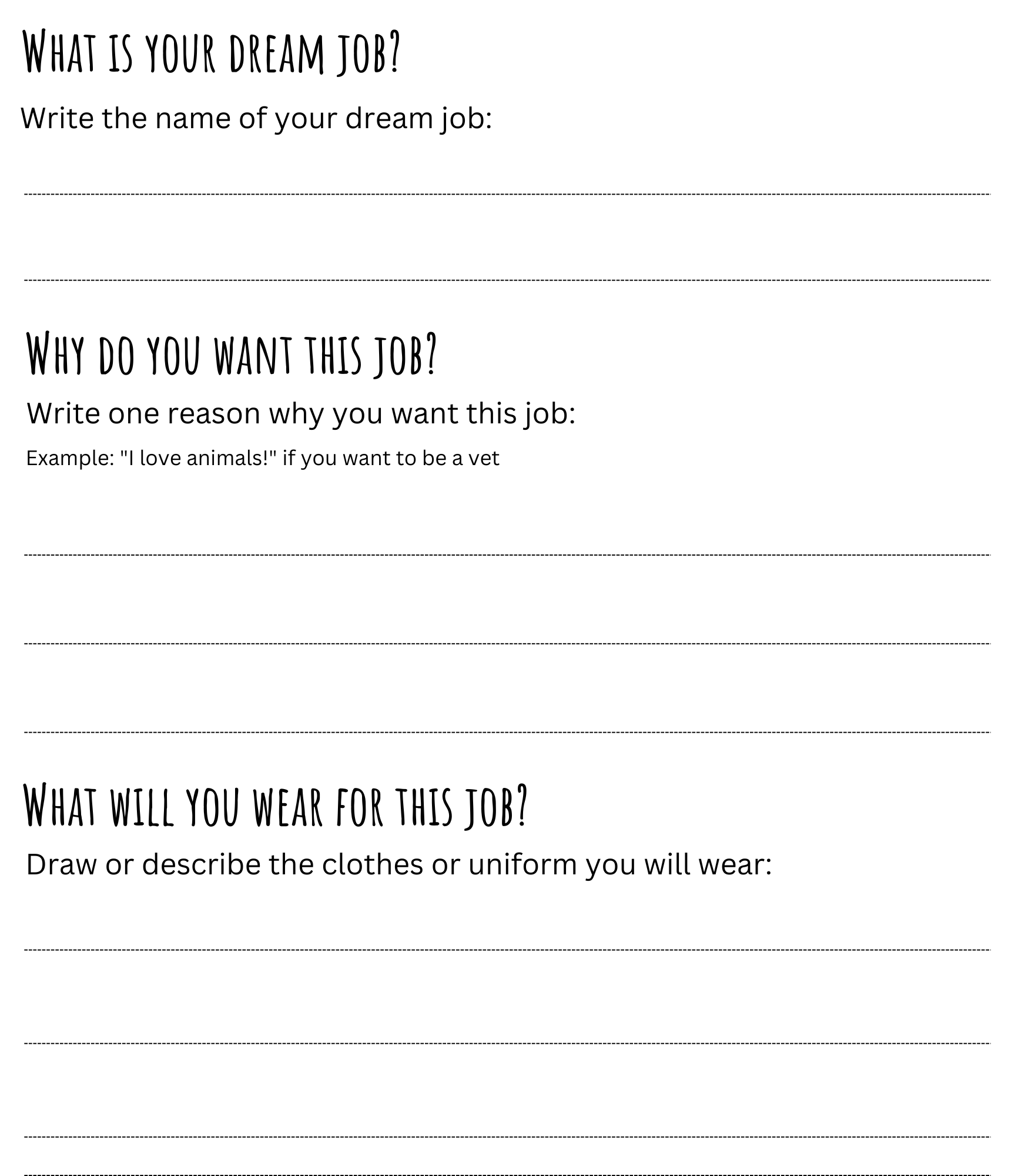Printable Dream Job Worksheet Kindergarten Dream Job Worksheet For Students Teaching Resources