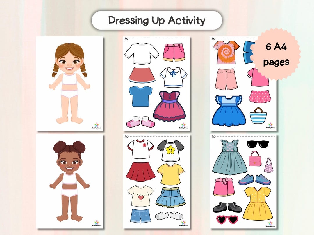 Printable Dress Up Activity Girl Version Dressing Activity Kids Game Clothing Activities Dressing Up Preschool Montessori Homeschool Etsy