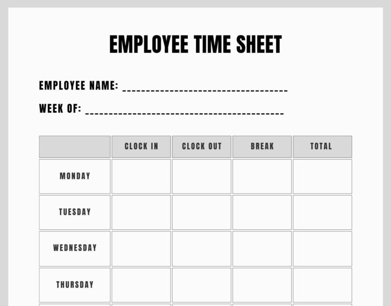 Printable Employee Timesheet Printable Timecard Work Schedule Tracker Easy Work Log Employee Time Sheet Temporary Employee Timecard Etsy