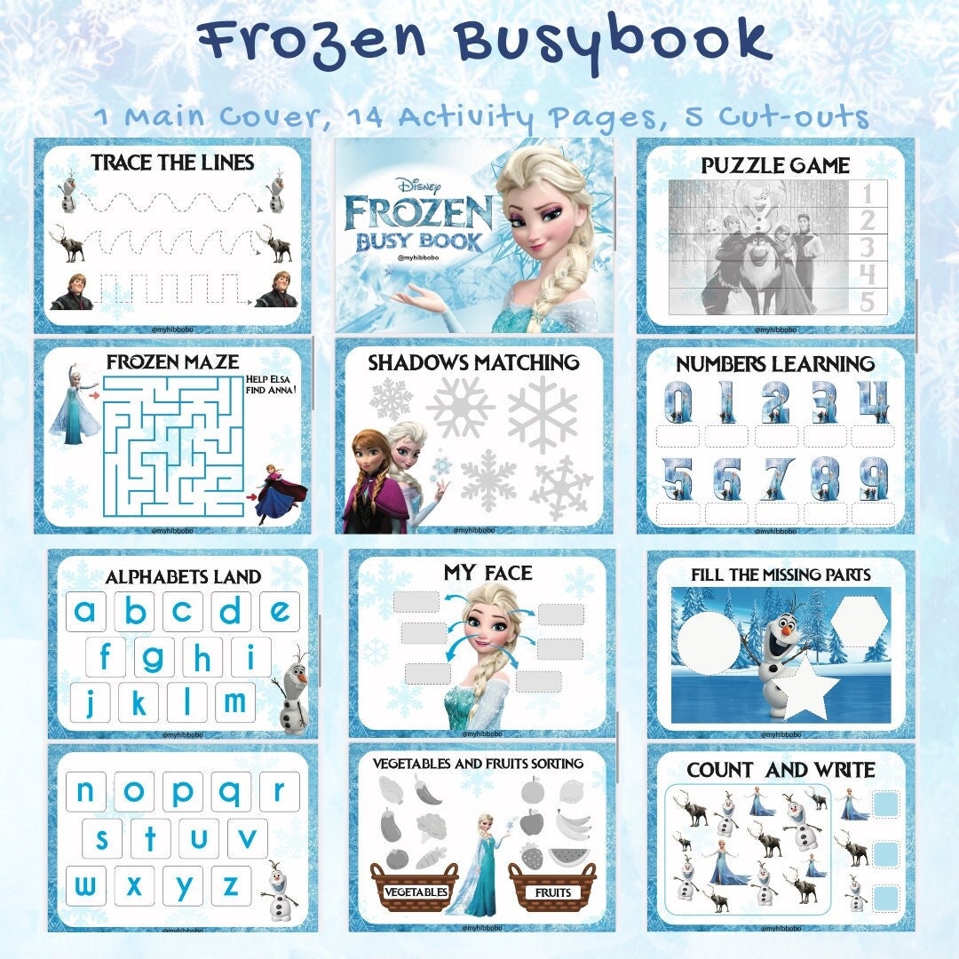 Printable Frozen Elsa Busy Book Quiet Book Printable Preschool 
