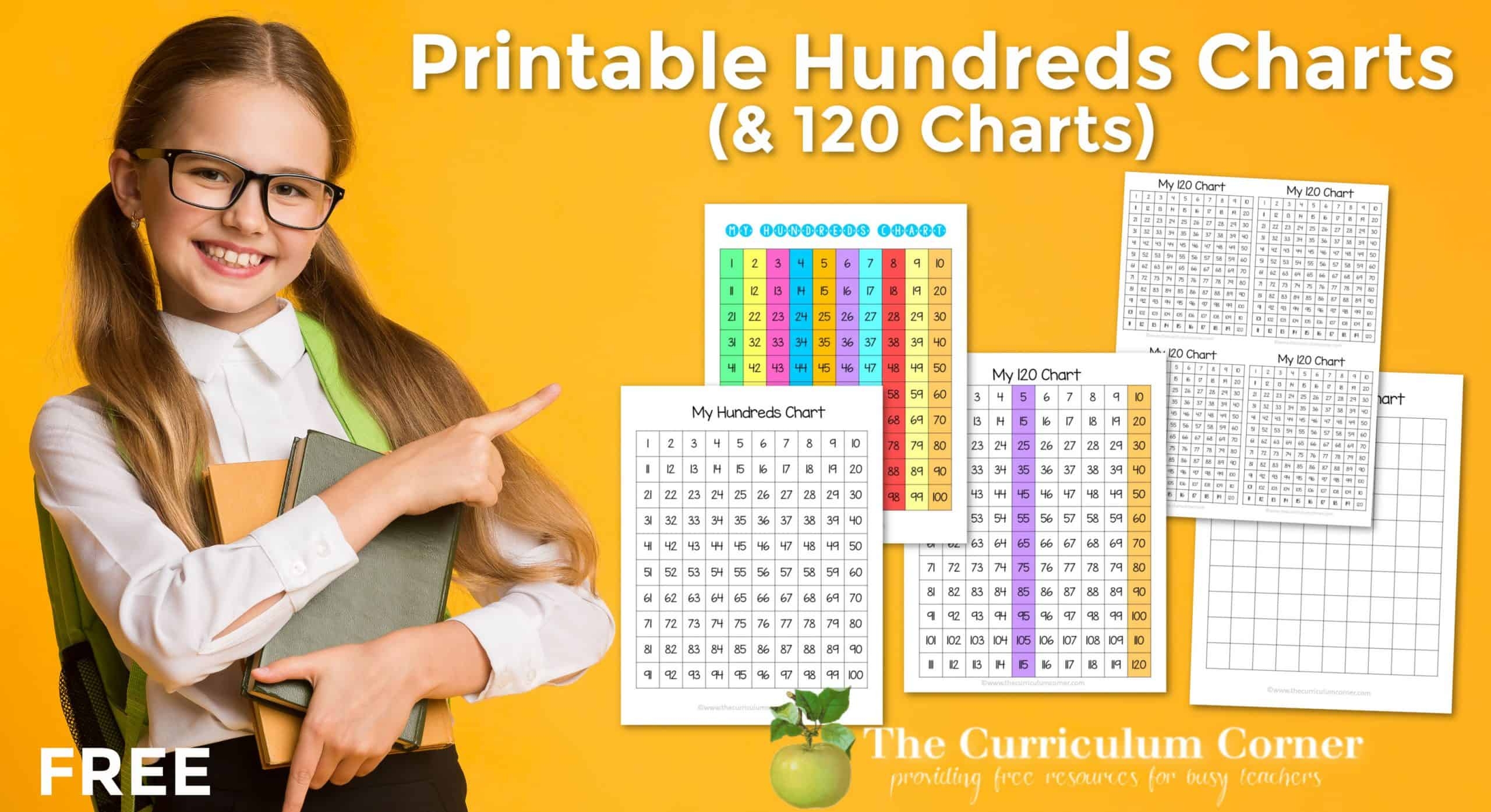 Printable Hundreds Charts u0026 120 Charts The Curriculum Corner 123