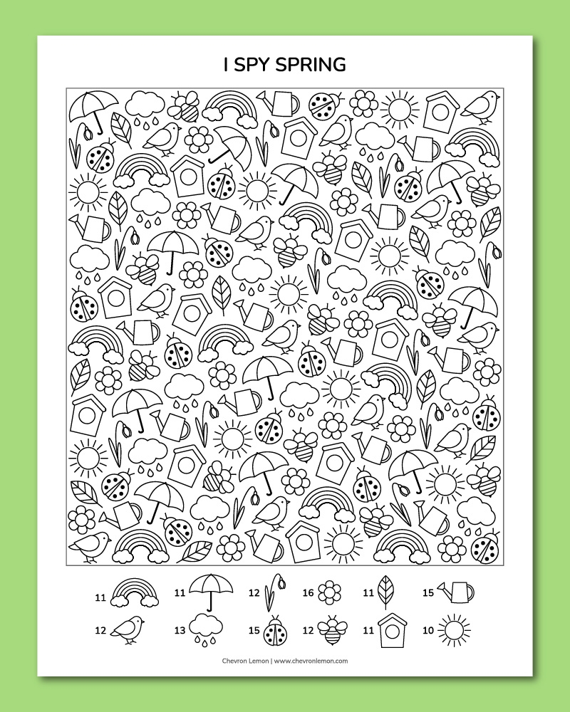 I Spy Worksheets Printable