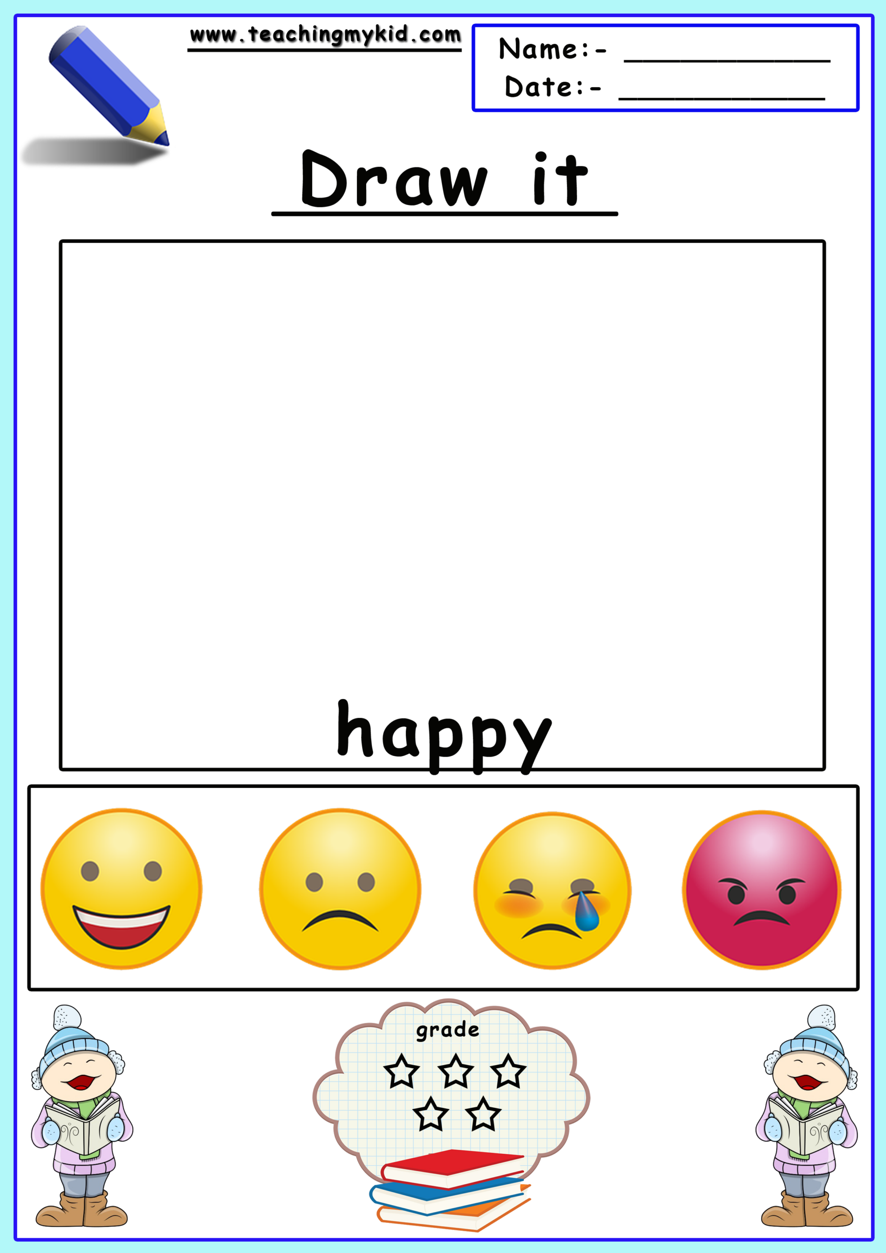 Printable Kindergarten Worksheets Draw The Face Expression Printable Kindergarten Worksheets Draw The Face Expression