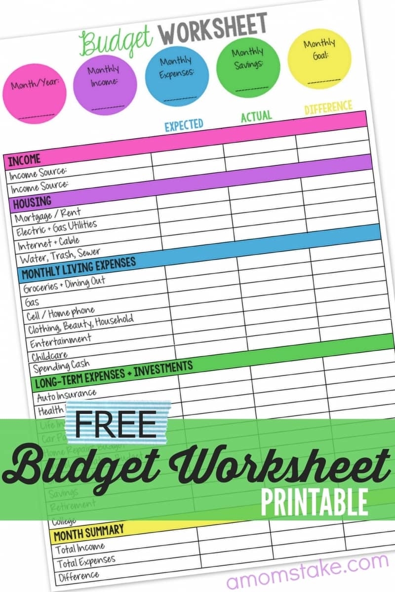 Free Printable Monthly Expenses Worksheet