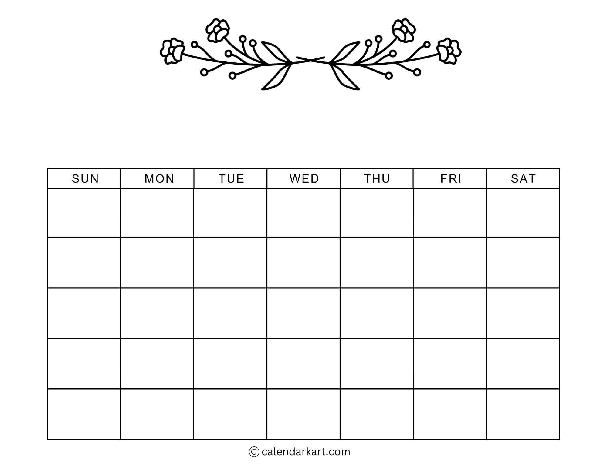 Printable Blank Calender