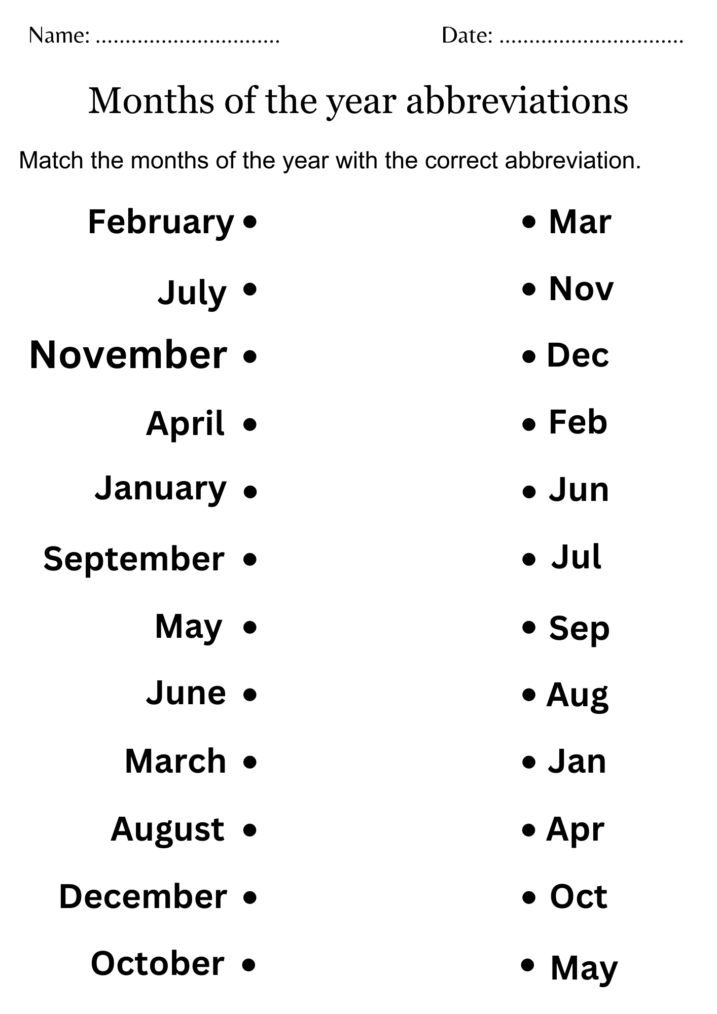 Printable Months Of The Year Abbreviations Worksheet For Kindergarten Made By Teachers