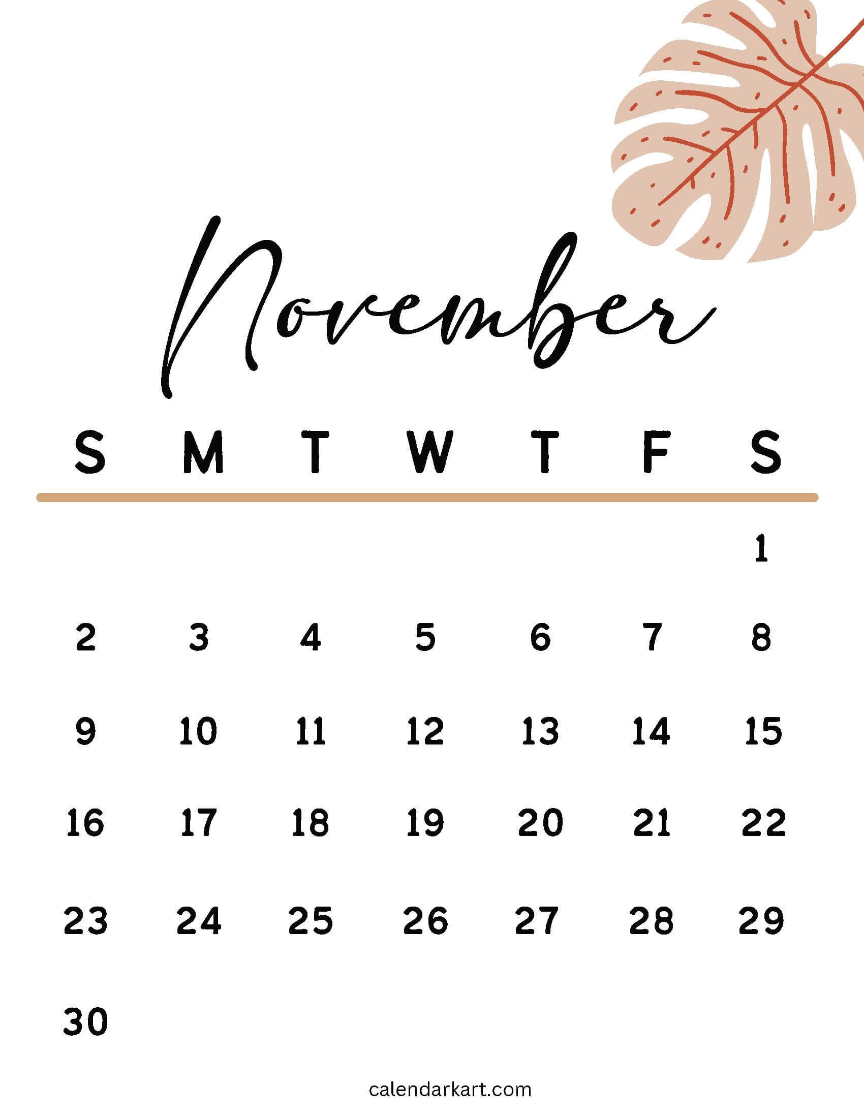 Printable November 2025 Calendars Free Pdf CalendarKart