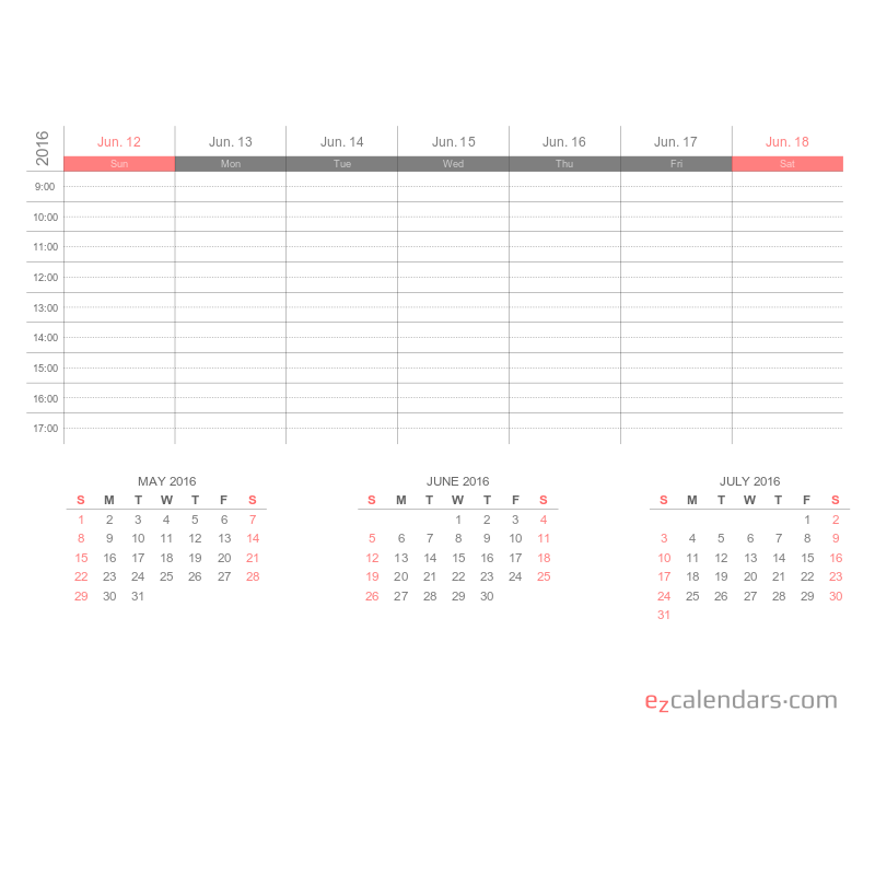 Printable One Week Appointment Calendar PDF EzCalendars