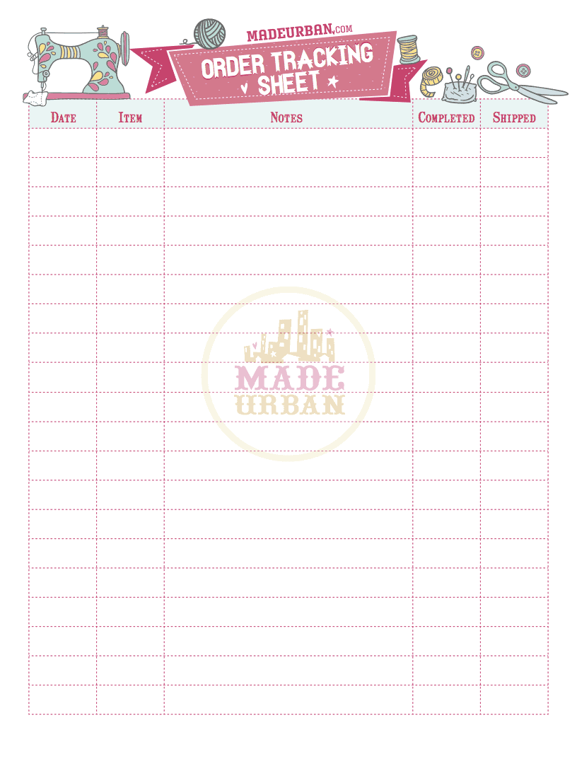 Printable Order Tracking Sheet For Your Craft Business Made Urban
