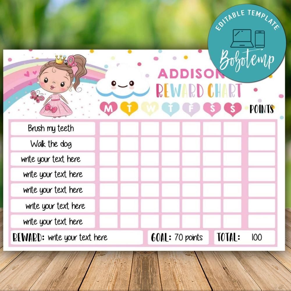 Printable Princess Reward Chart Instant Download Bobotemp