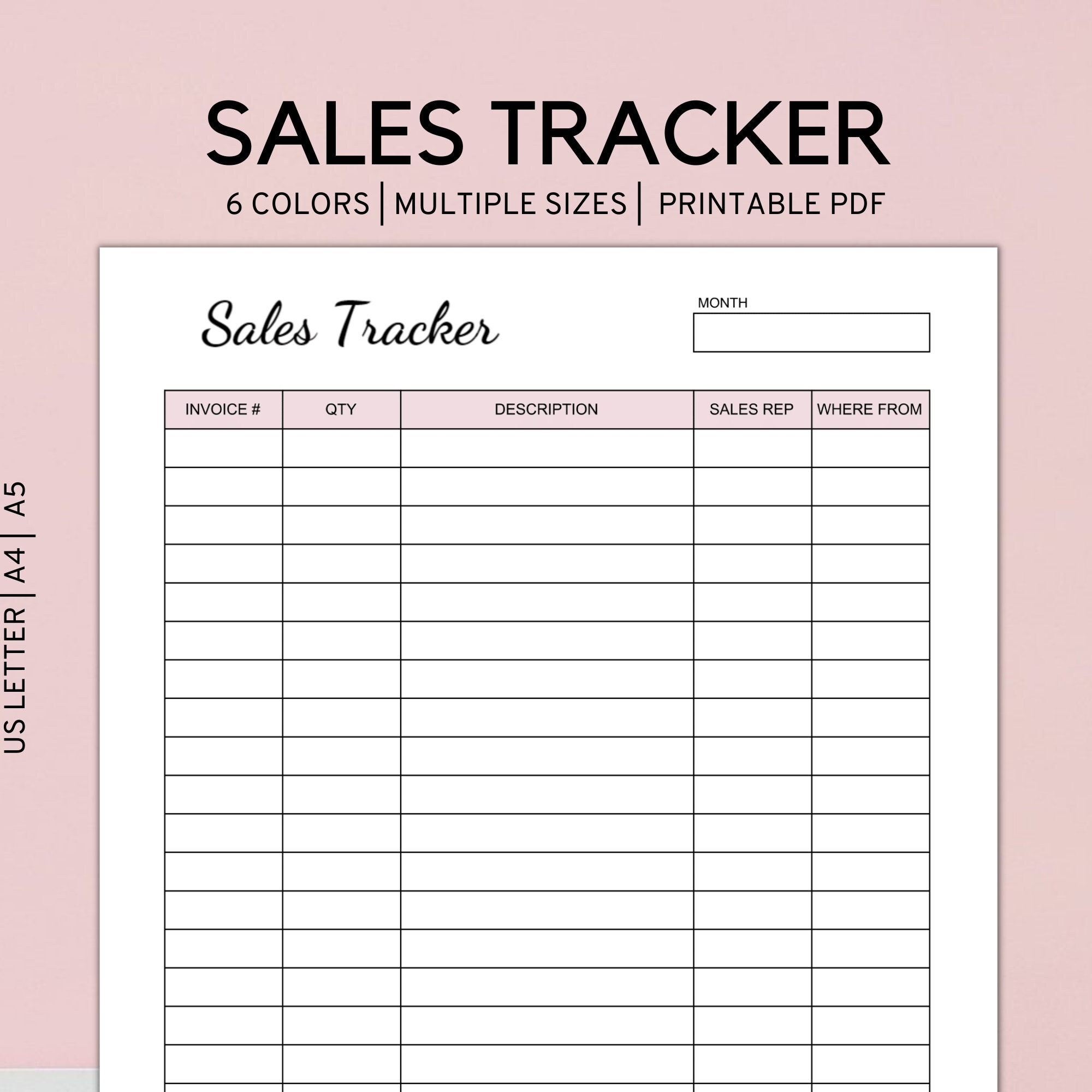 Printable Order Tracking Sheet