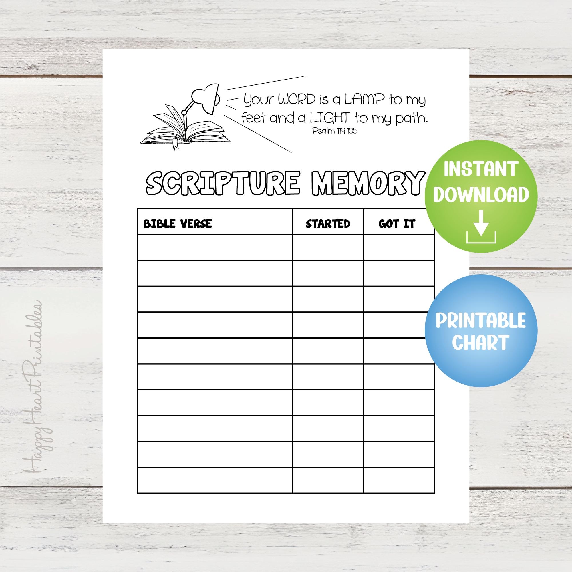 Printable Scripture Memory Chart Etsy