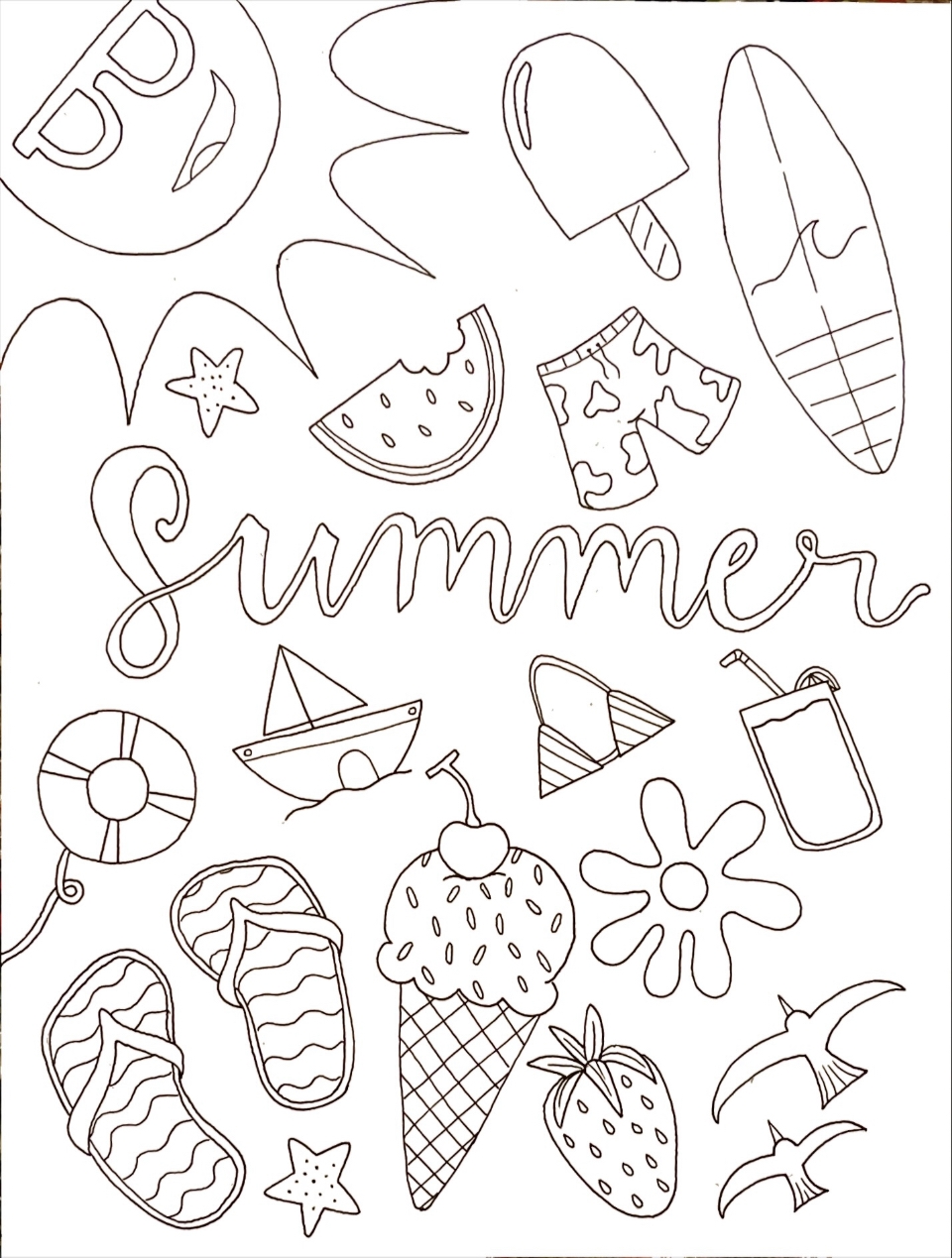 Printable Summer Color Sheets