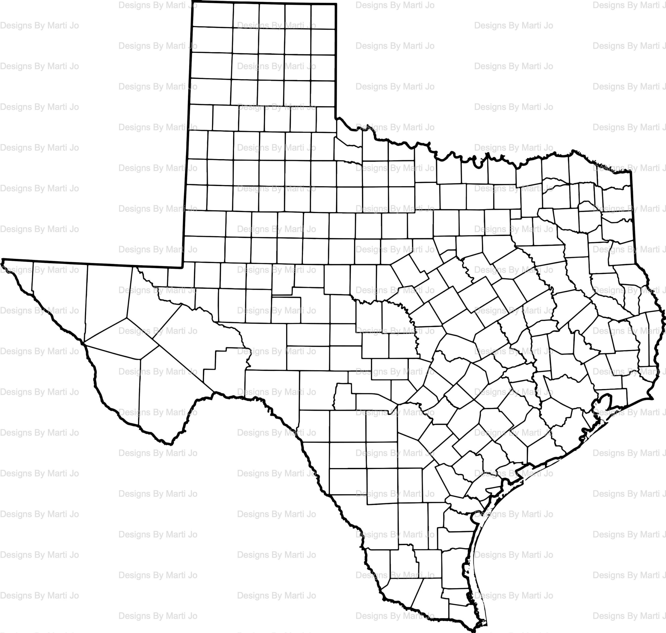 Printable Texas Map Printable TX County Map Digital Download PDF MAP16 Etsy